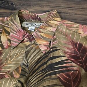 Vintage Tori Richard Cotton Lawn Kakhi Hawaiian Shirt Floral Mens Large USA Made